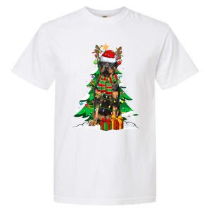 Santa Reindeer Rottweiler Dog Xmas Tree Lights Christmas Pjs Gift Garment-Dyed Heavyweight T-Shirt