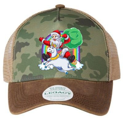 Santa Riding Rainbow Unicorn Christmas Gift Xmas Unicorn Cute Gift Legacy Tie Dye Trucker Hat