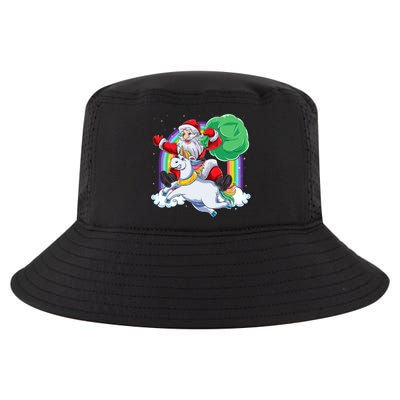 Santa Riding Rainbow Unicorn Christmas Gift Xmas Unicorn Cute Gift Cool Comfort Performance Bucket Hat