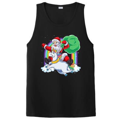 Santa Riding Rainbow Unicorn Christmas Gift Xmas Unicorn Cute Gift PosiCharge Competitor Tank