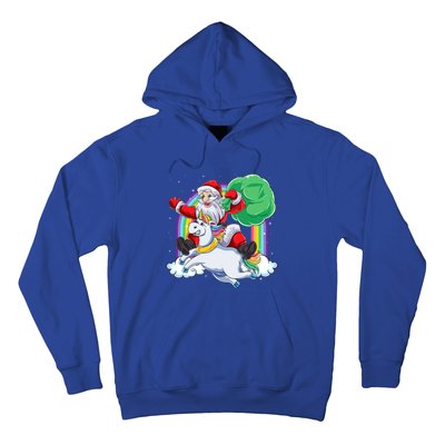 Santa Riding Rainbow Unicorn Christmas Gift Xmas Unicorn Cute Gift Hoodie