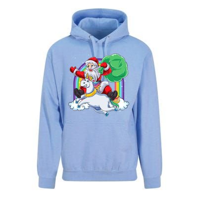 Santa Riding Rainbow Unicorn Christmas Gift Xmas Unicorn Cute Gift Unisex Surf Hoodie