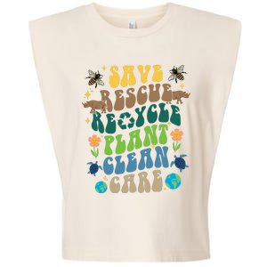 Save Rescue Recycle Plant Clean Care Earth Day Garment-Dyed Women's Muscle Tee