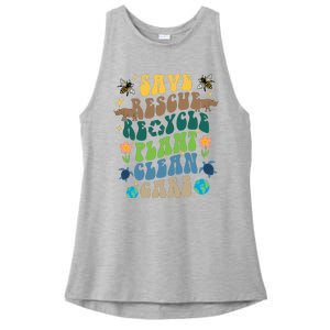 Save Rescue Recycle Plant Clean Care Earth Day Ladies PosiCharge Tri-Blend Wicking Tank