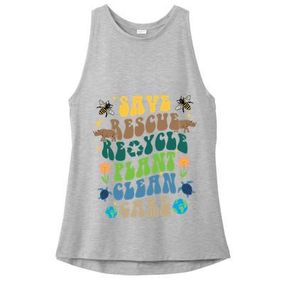 Save Rescue Recycle Plant Clean Care Earth Day Ladies PosiCharge Tri-Blend Wicking Tank