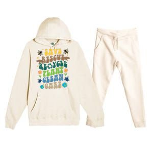 Save Rescue Recycle Plant Clean Care Earth Day Premium Hooded Sweatsuit Set