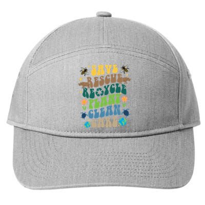 Save Rescue Recycle Plant Clean Care Earth Day 7-Panel Snapback Hat