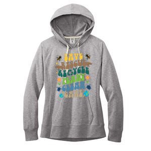 Save Rescue Recycle Plant Clean Care Earth Day Women's Fleece Hoodie