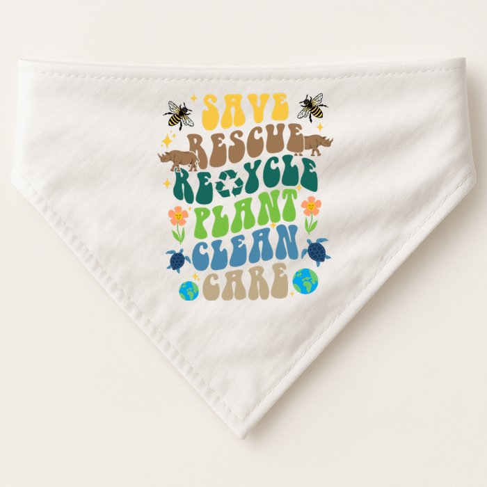 Save Rescue Recycle Plant Clean Care Earth Day USA-Made Doggie Bandana