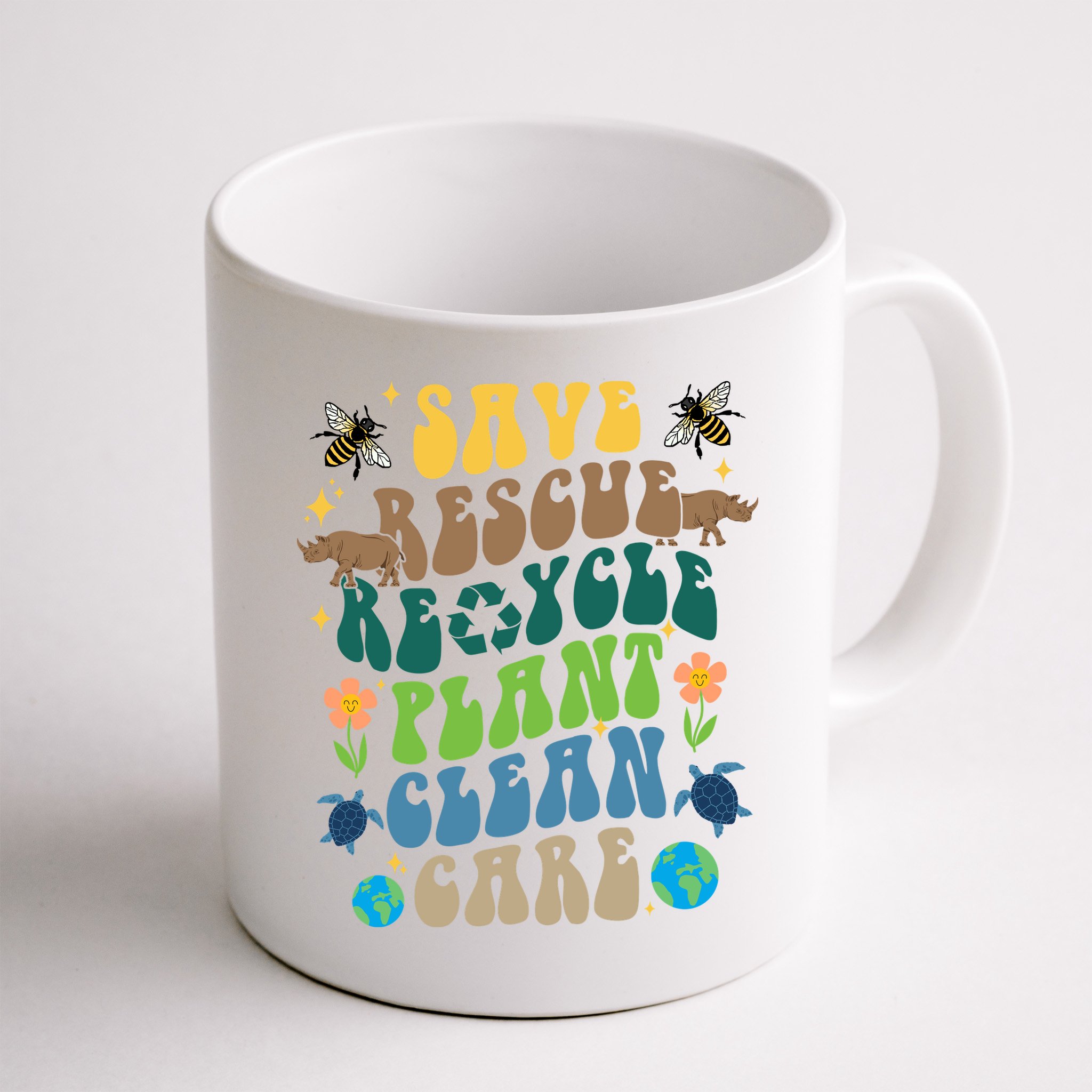Save Rescue Recycle Plant Clean Care Earth Day Mug