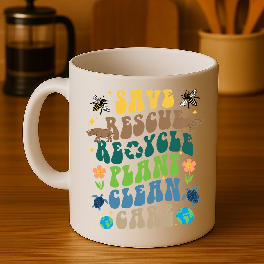 Save Rescue Recycle Plant Clean Care Earth Day Mug