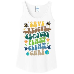 Save Rescue Recycle Plant Clean Care Earth Day Ladies Essential Tank