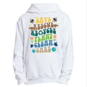 Save Rescue Recycle Plant Clean Care Earth Day Urban Pullover Hoodie