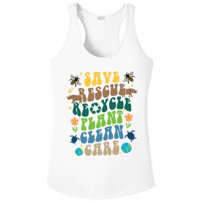 Save Rescue Recycle Plant Clean Care Earth Day Ladies PosiCharge Competitor Racerback Tank