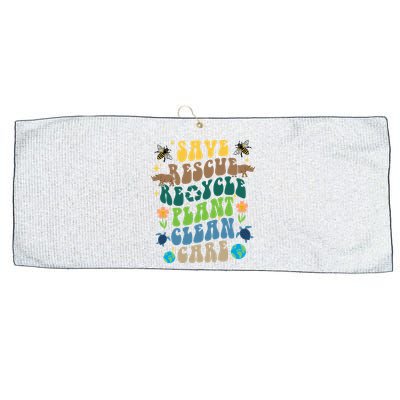 Save Rescue Recycle Plant Clean Care Earth Day Large Microfiber Waffle Golf Towel