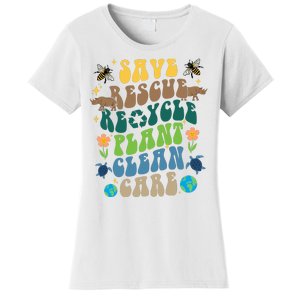 Save Rescue Recycle Plant Clean Care Earth Day Women's T-Shirt