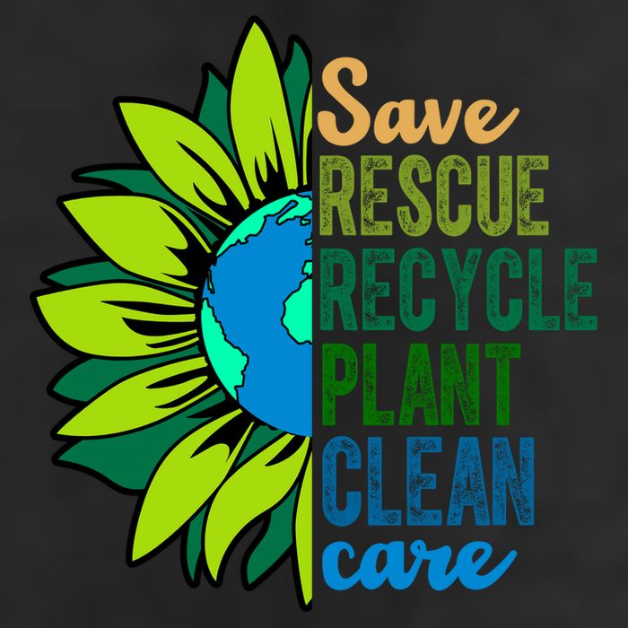 Save Rescue Recycle Plant Clean Care Earth Day 7 Panel Mesh Trucker Snapback Hat