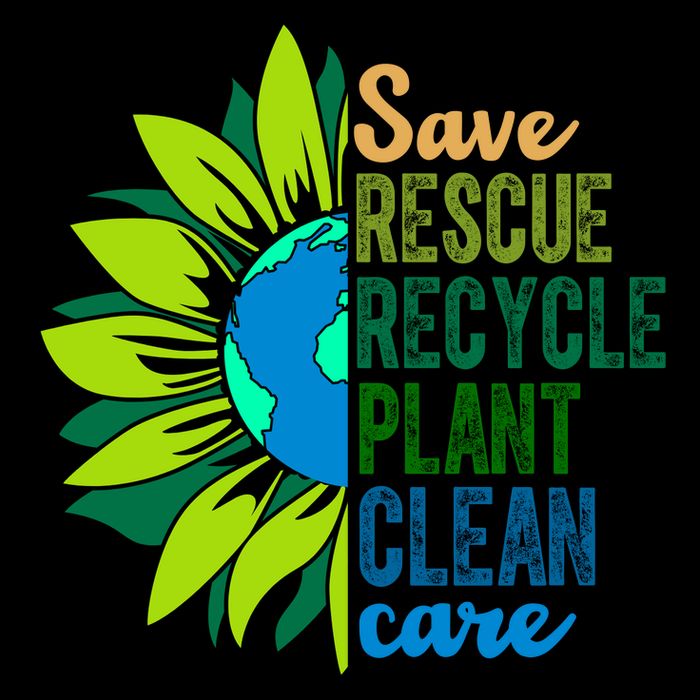 Save Rescue Recycle Plant Clean Care Earth Day Drawstring Bag