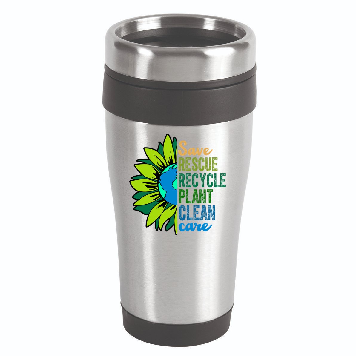Save Rescue Recycle Plant Clean Care Earth Day 16oz Travel Tumbler
