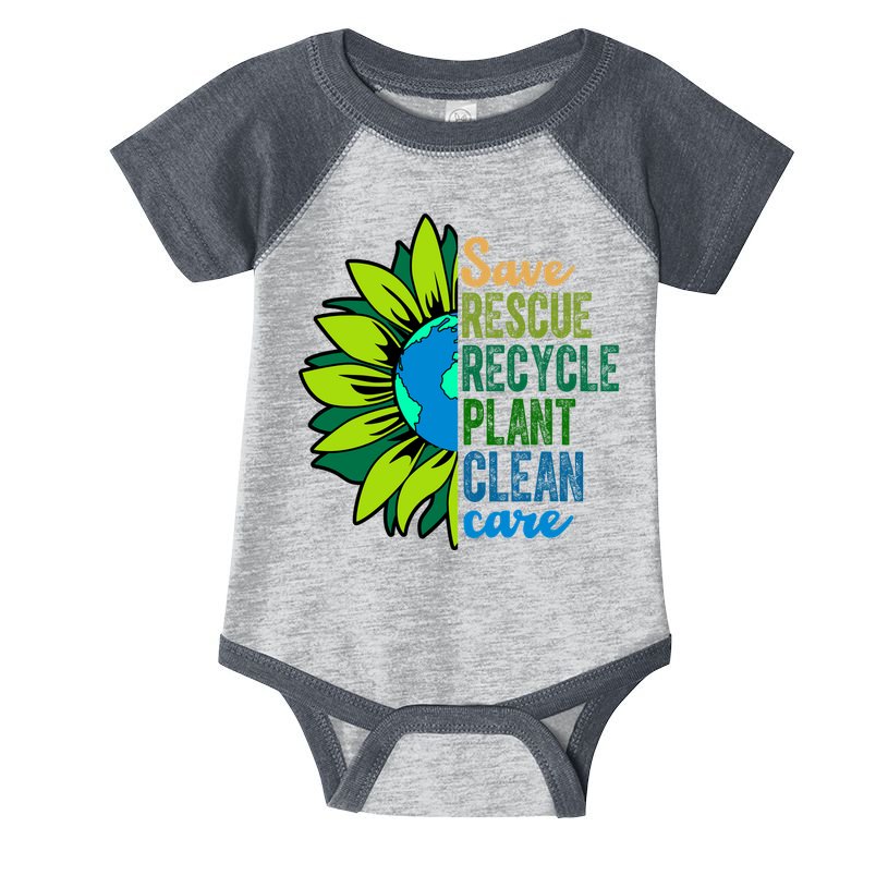 Save Rescue Recycle Plant Clean Care Earth Day Infant Baby Jersey Bodysuit