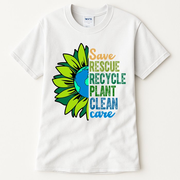 Save Rescue Recycle Plant Clean Care Earth Day Tall T-Shirt