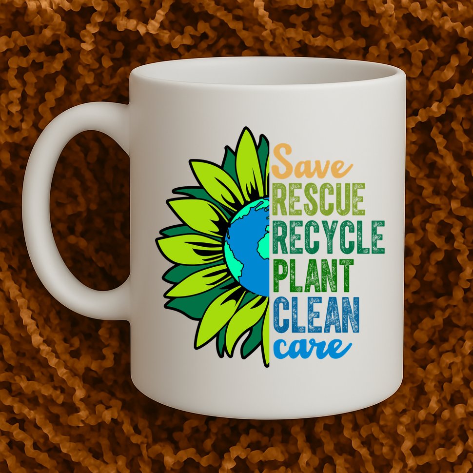 Save Rescue Recycle Plant Clean Care Earth Day Mug