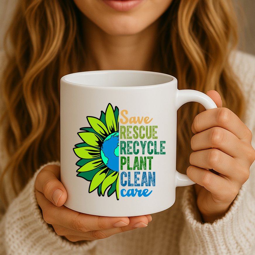 Save Rescue Recycle Plant Clean Care Earth Day Mug