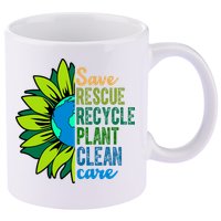 Save Rescue Recycle Plant Clean Care Earth Day 11oz C Handle Ceramic Mug