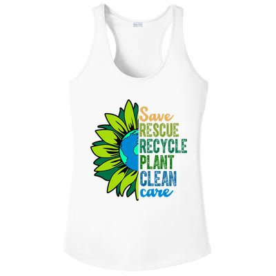 Save Rescue Recycle Plant Clean Care Earth Day Ladies PosiCharge Competitor Racerback Tank