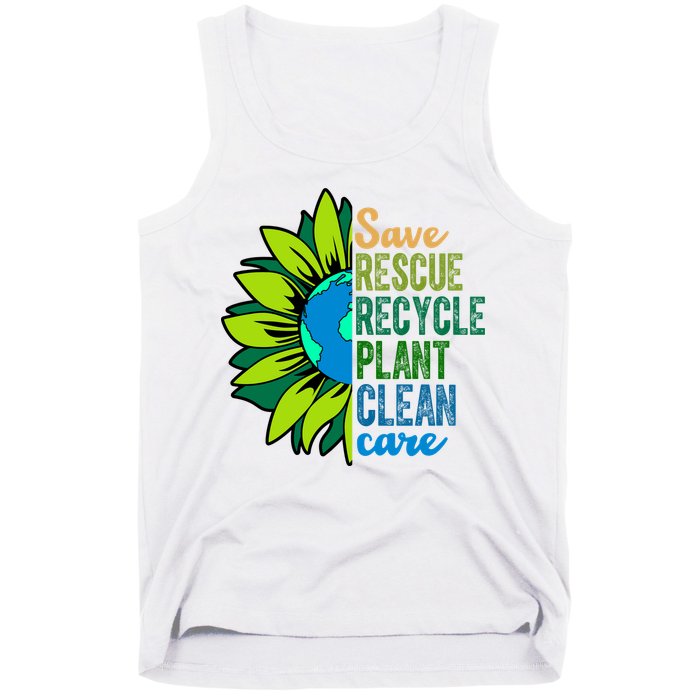Save Rescue Recycle Plant Clean Care Earth Day Tank Top