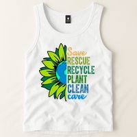 Save Rescue Recycle Plant Clean Care Earth Day Tank Top