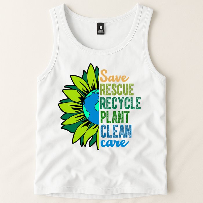 Save Rescue Recycle Plant Clean Care Earth Day Tank Top