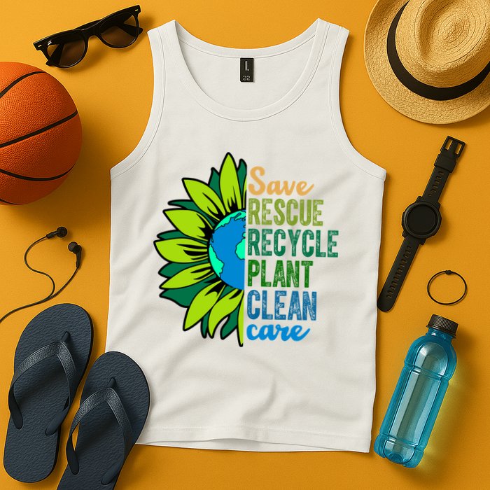 Save Rescue Recycle Plant Clean Care Earth Day Tank Top