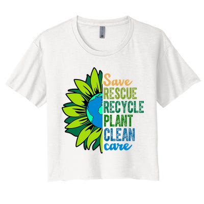 Save Rescue Recycle Plant Clean Care Earth Day Crop Top