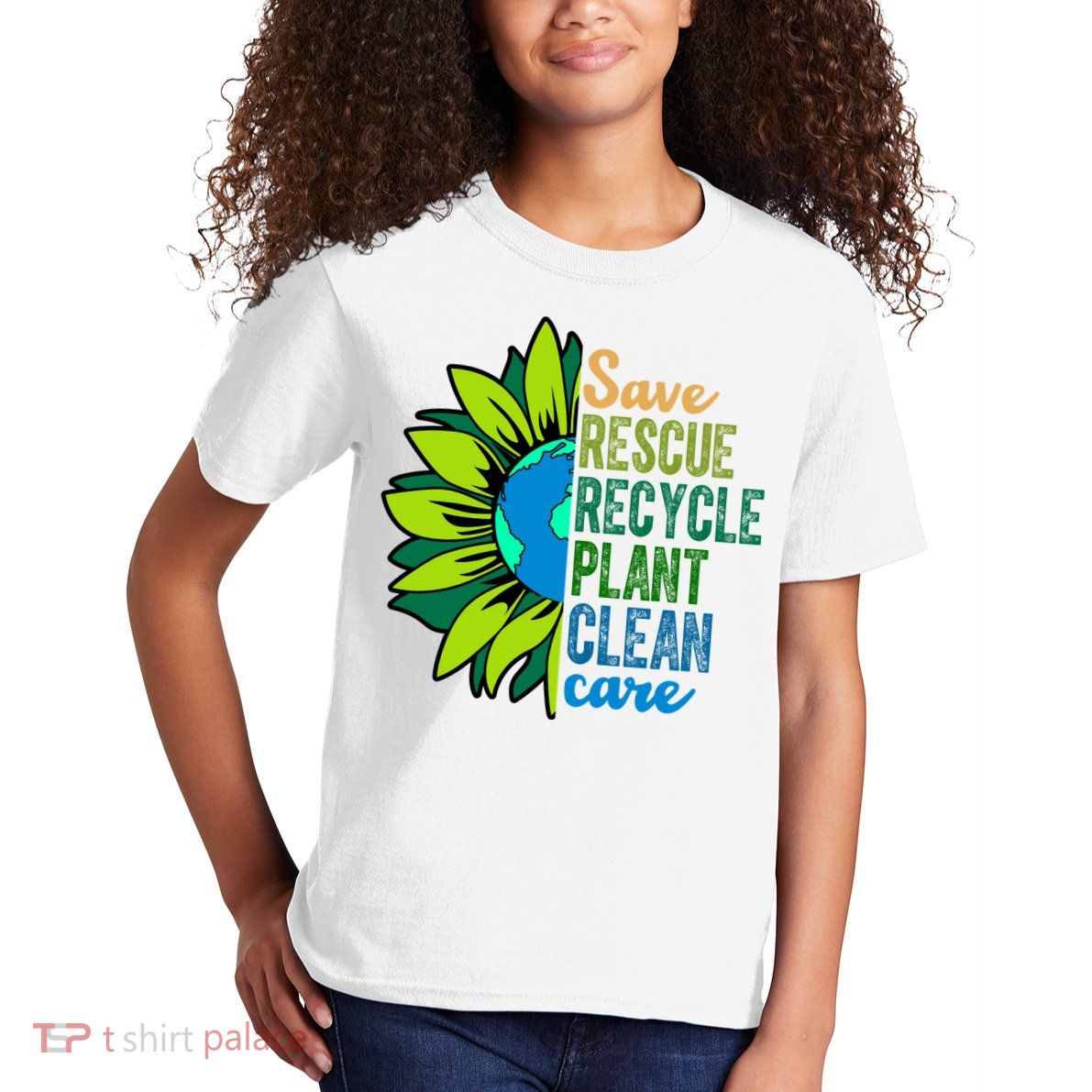 Save Rescue Recycle Plant Clean Care Earth Day Kids T-Shirt