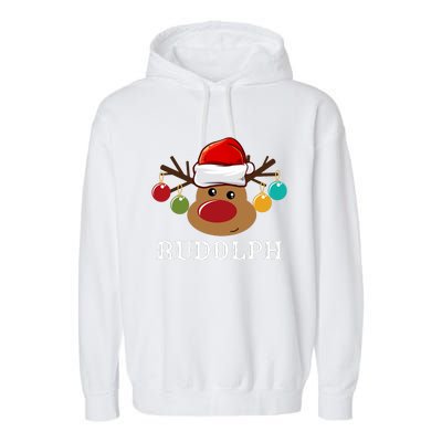 Santa Reindeer Rudolph Xmas Group Costume Garment-Dyed Fleece Hoodie