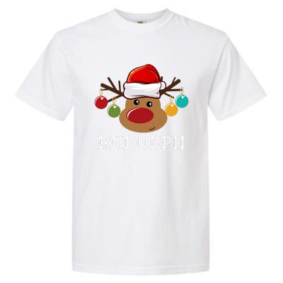 Santa Reindeer Rudolph Xmas Group Costume Garment-Dyed Heavyweight T-Shirt