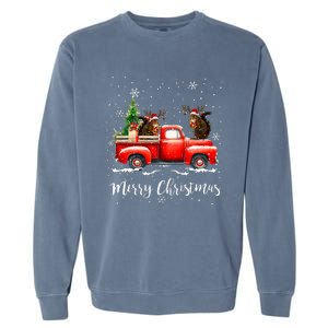 Squirrel Riding Red Truck Christmas Decorations Pajama Garment-Dyed Sweatshirt