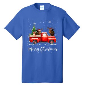 Squirrel Riding Red Truck Christmas Decorations Pajama Tall T-Shirt