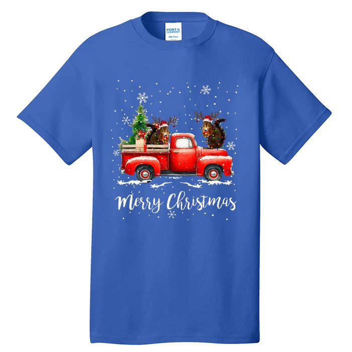 Squirrel Riding Red Truck Christmas Decorations Pajama Tall T-Shirt