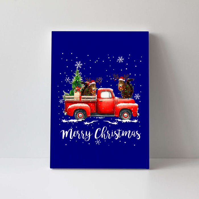 Squirrel Riding Red Truck Christmas Decorations Pajama Canvas