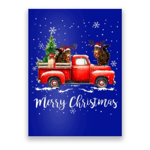 Squirrel Riding Red Truck Christmas Decorations Pajama Poster