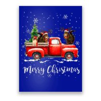 Squirrel Riding Red Truck Christmas Decorations Pajama Poster