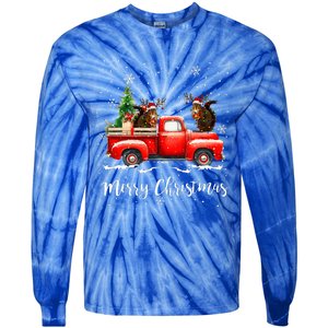 Squirrel Riding Red Truck Christmas Decorations Pajama Tie-Dye Long Sleeve Shirt