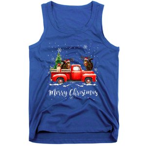 Squirrel Riding Red Truck Christmas Decorations Pajama Tank Top