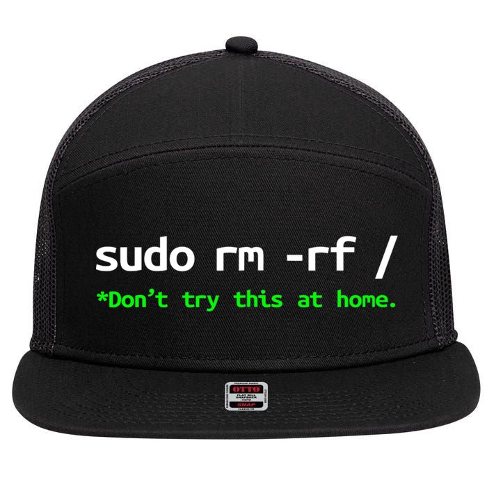 Sudo Rm Rf Linux, Programmer, Engineer, Opensource 7 Panel Mesh Trucker Snapback Hat