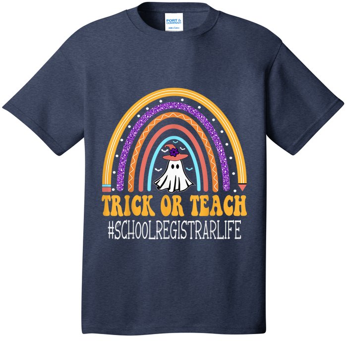 School Registrar Rainbow Trick or teach Funny Halloween T-Shirt