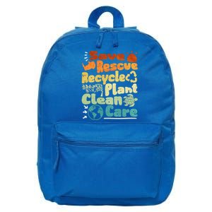 Save Rescue Recycle Plan Clean Care Climate Change Gift 16 in Basic Backpack