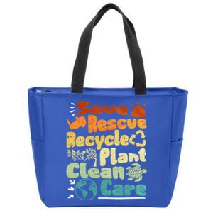 Save Rescue Recycle Plan Clean Care Climate Change Gift Zip Tote Bag