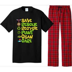 Save Rescue Recycle Plant Clean Care Earth Day Funny Gift Pajama Set